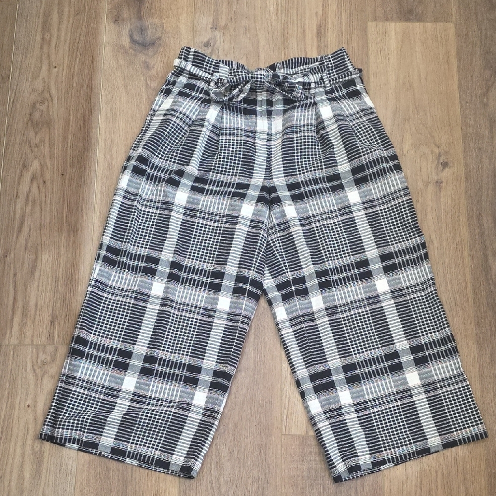 Anthropologie Ett:twa Plaid Wide Leg Crop Women's Size 6
